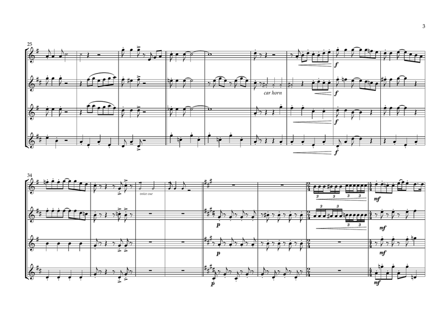 Box Car Blues Saxophone Quartet scores gallery preview page 3
