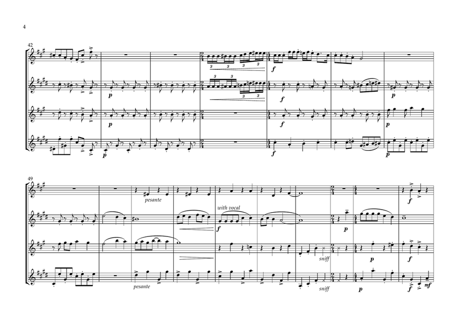Box Car Blues Saxophone Quartet scores gallery preview page 4