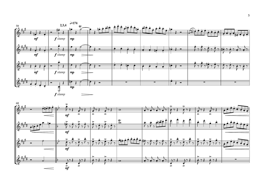 Box Car Blues Saxophone Quartet scores gallery preview page 5