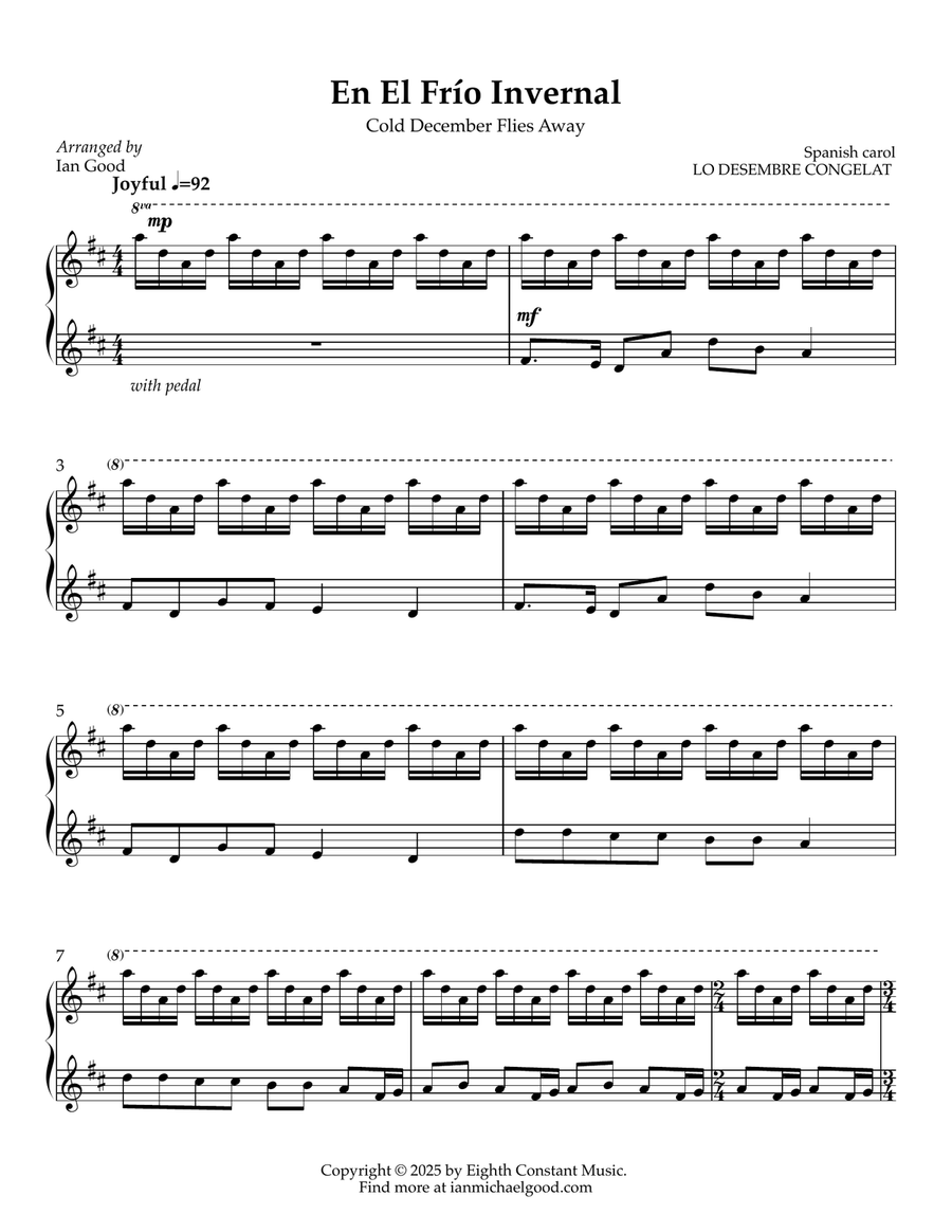 En El Frío Invernal (Cold December Flies Away) (LO DESEMBRE CONGELAT) - new age piano Piano Solo scores gallery preview page 1