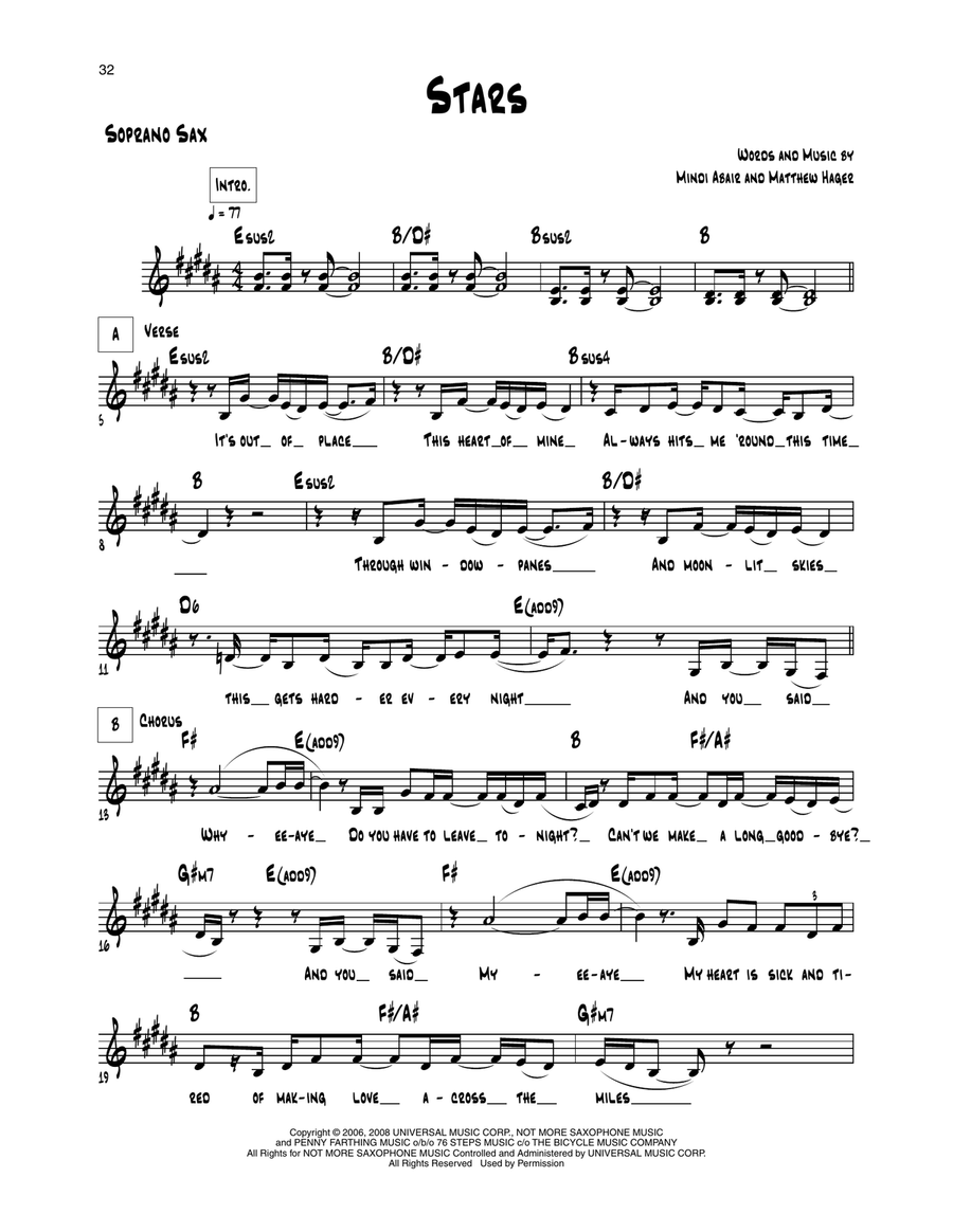 Stars Stars Soprano Saxophone scores gallery preview page 1