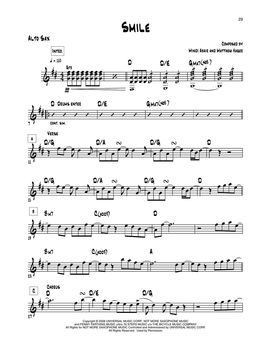 Smile Smile Alto Saxophone scores gallery preview page 1