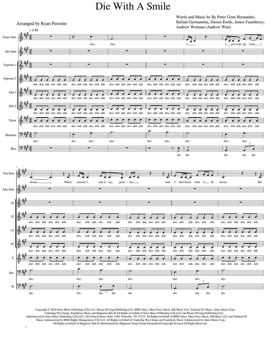 Die With A Smile Die With A Smile 4-Part scores gallery preview page 1