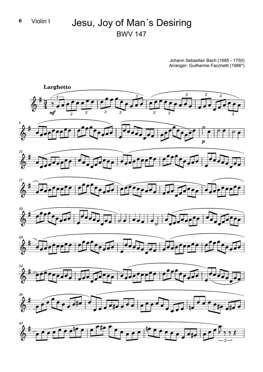 J. S. Bach - Jesu, Joy of Man´s Desiring. String Quartet with Parts. String Quartet scores gallery preview page 6