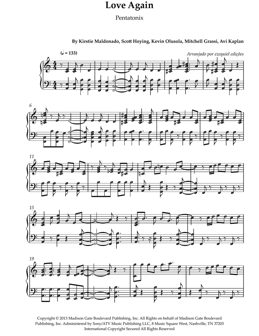 Love Again Love Again Easy Piano scores gallery preview page 1