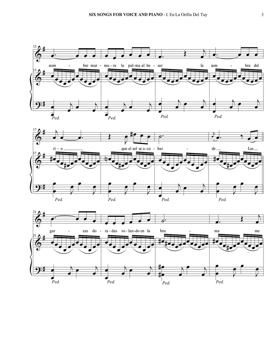 Six Songs For Voice And Piano - I. En La Orilla Del Tuy Piano, Vocal scores gallery preview page 4