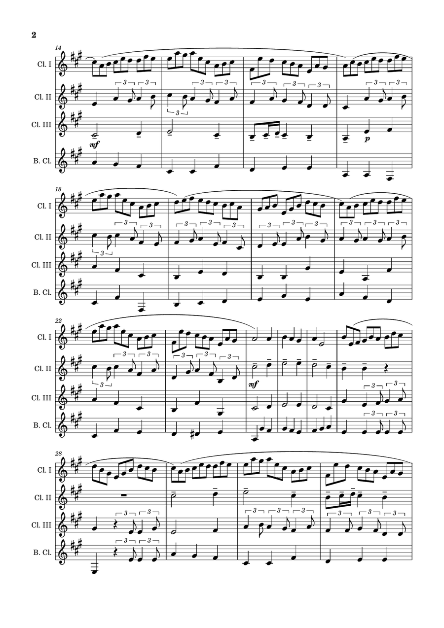 J. S. Bach - Jesu, Joy of Man´s Desiring. Clarinet Quartet with Parts. Clarinet Quartet scores gallery preview page 2