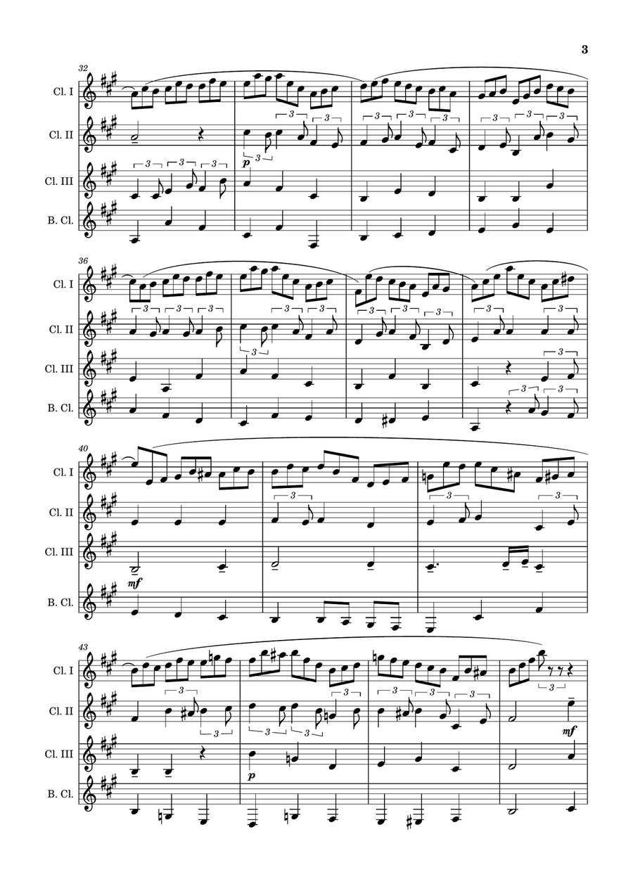 J. S. Bach - Jesu, Joy of Man´s Desiring. Clarinet Quartet with Parts. Clarinet Quartet scores gallery preview page 3