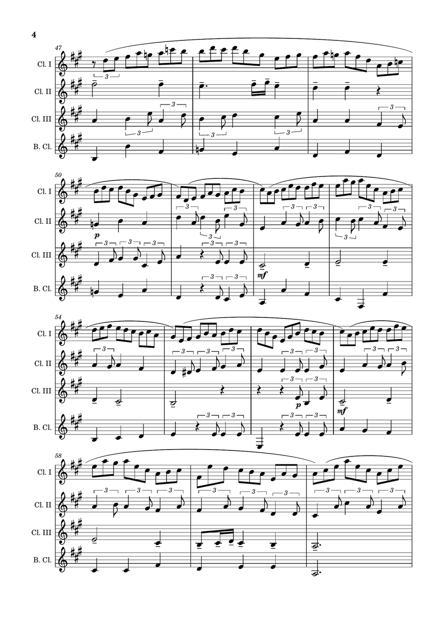 J. S. Bach - Jesu, Joy of Man´s Desiring. Clarinet Quartet with Parts. Clarinet Quartet scores gallery preview page 4