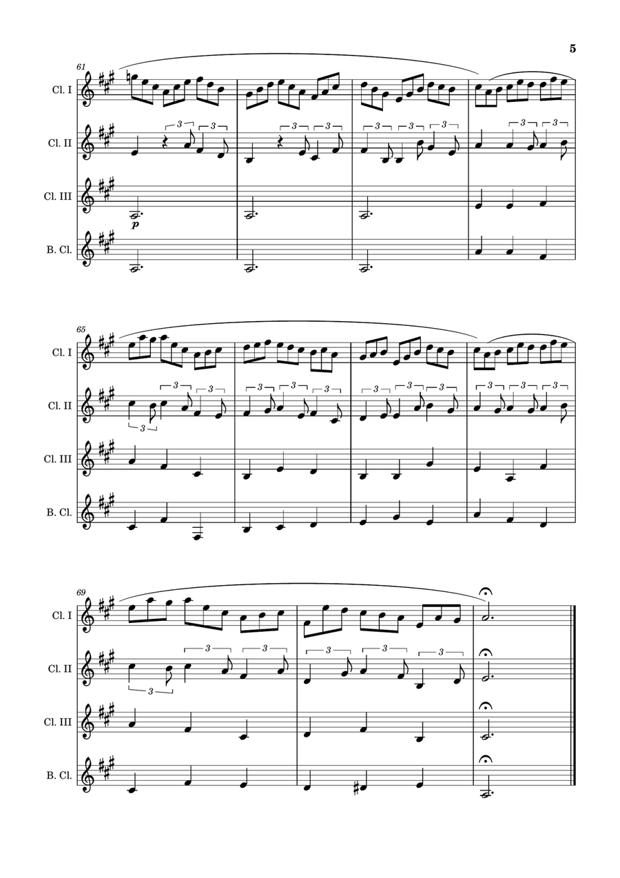 J. S. Bach - Jesu, Joy of Man´s Desiring. Clarinet Quartet with Parts. Clarinet Quartet scores gallery preview page 5