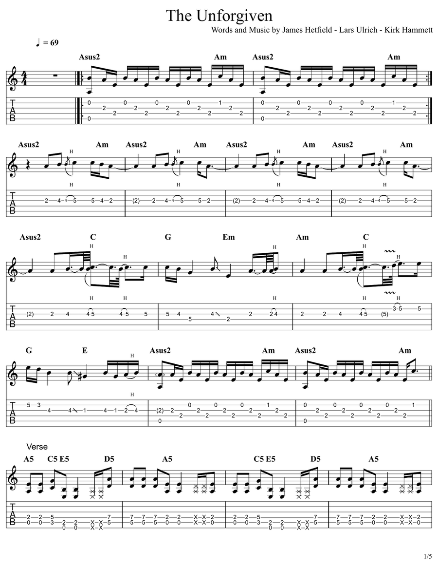 The Unforgiven The Unforgiven Acoustic Guitar scores gallery preview page 1