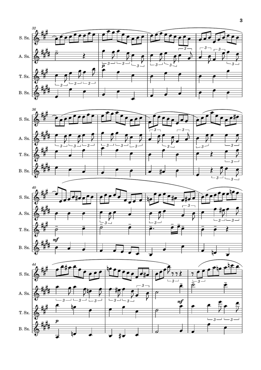 J. S. Bach - Jesu, Joy of Man´s Desiring. Saxophone Quartet with Parts. Saxophone Quartet scores gallery preview page 3