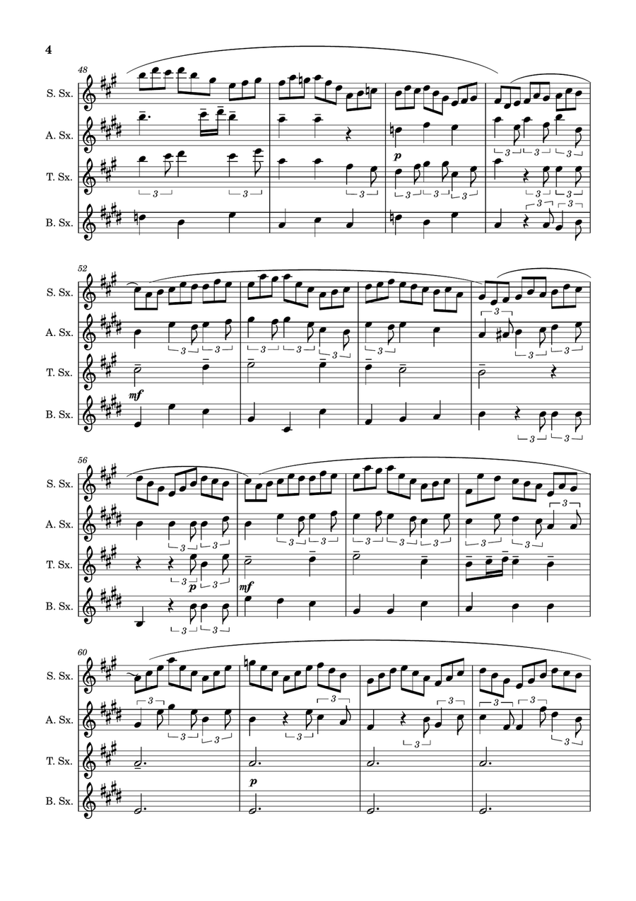 J. S. Bach - Jesu, Joy of Man´s Desiring. Saxophone Quartet with Parts. Saxophone Quartet scores gallery preview page 4