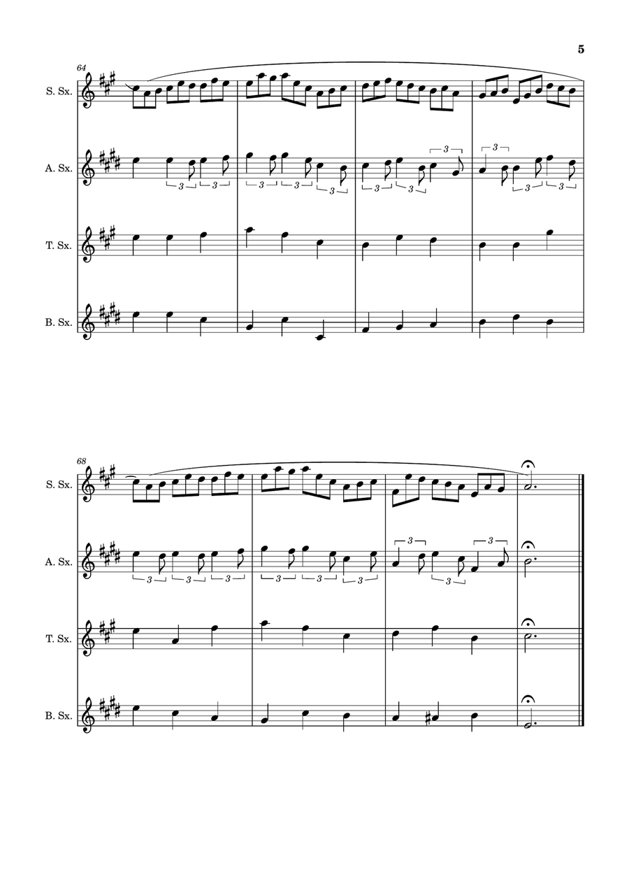 J. S. Bach - Jesu, Joy of Man´s Desiring. Saxophone Quartet with Parts. Saxophone Quartet scores gallery preview page 5