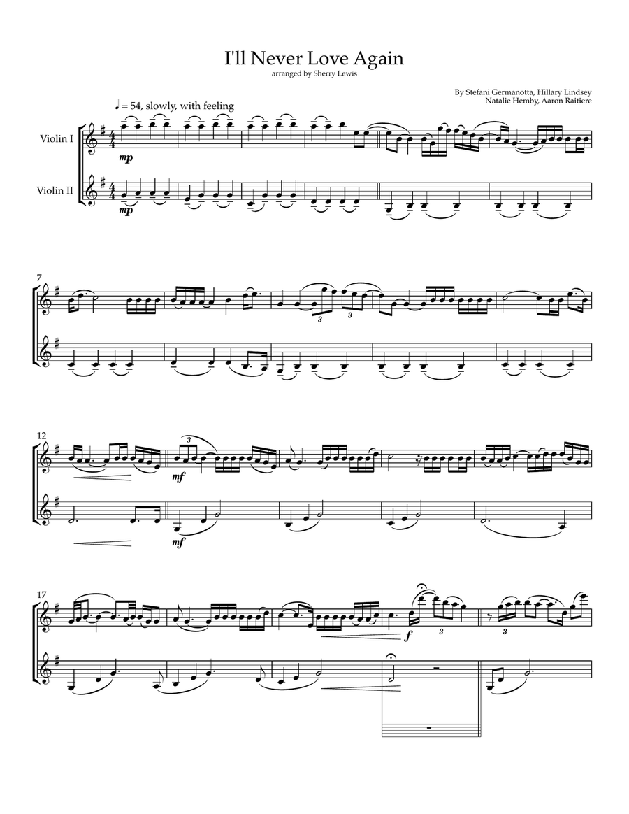 I'll Never Love Again I'll Never Love Again String Duet scores gallery preview page 4