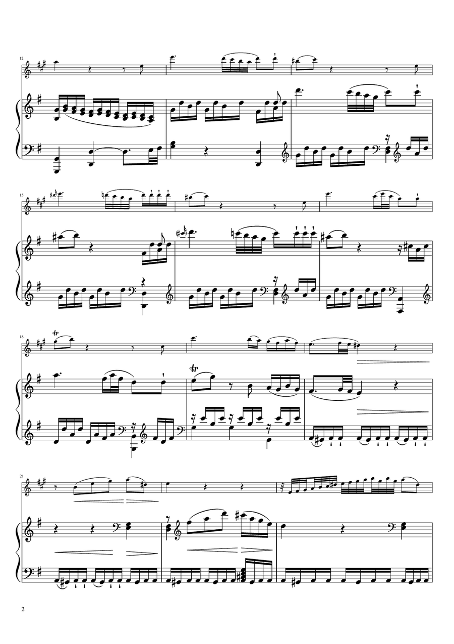 Sonta for 2 Pianos D major 2nd mov. Andante KV448 6.375a / Clarinet & Piano B-Flat Clarinet scores gallery preview page 2