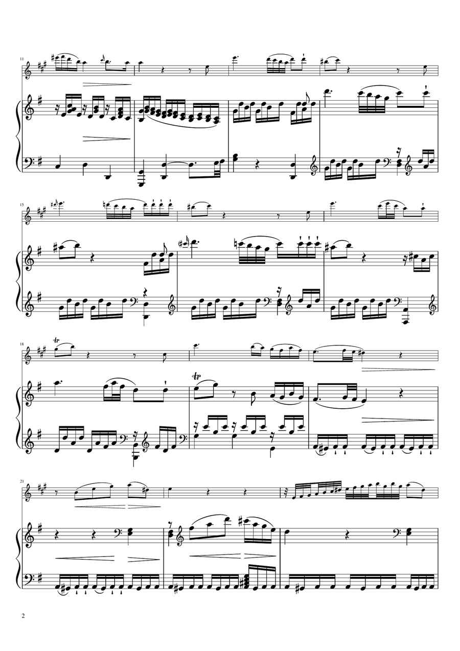 Sonta for 2 Pianos D major 2nd mov. Andante KV448 6.375a / Bass Clarinet & Piano Bass Clarinet scores gallery preview page 2