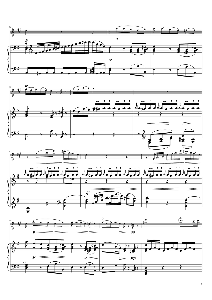 Sonta for 2 Pianos D major 2nd mov. Andante KV448 6.375a / Bass Clarinet & Piano Bass Clarinet scores gallery preview page 3