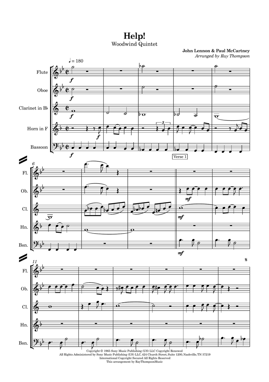 Help! Woodwind Quintet scores gallery preview page 3