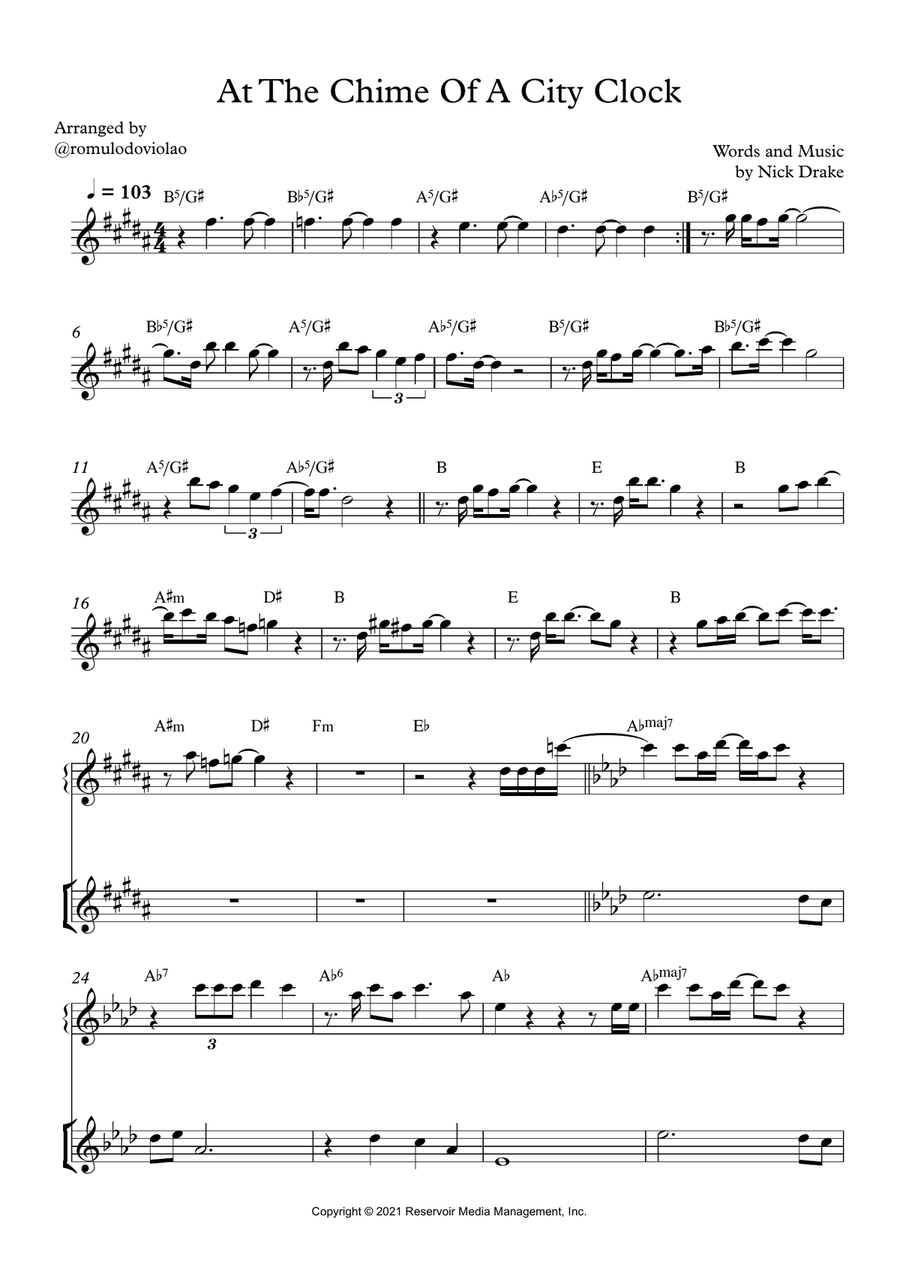 At The Chime Of A City Clock Small Ensemble scores gallery preview page 1