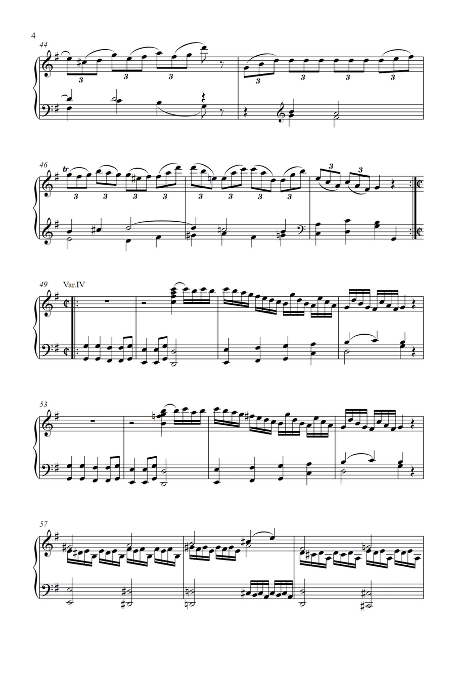Variations on Unser Dummer Pobel meint in G Major K.455 - Wolfgang Amadeus Mozart Piano Solo scores gallery preview page 4
