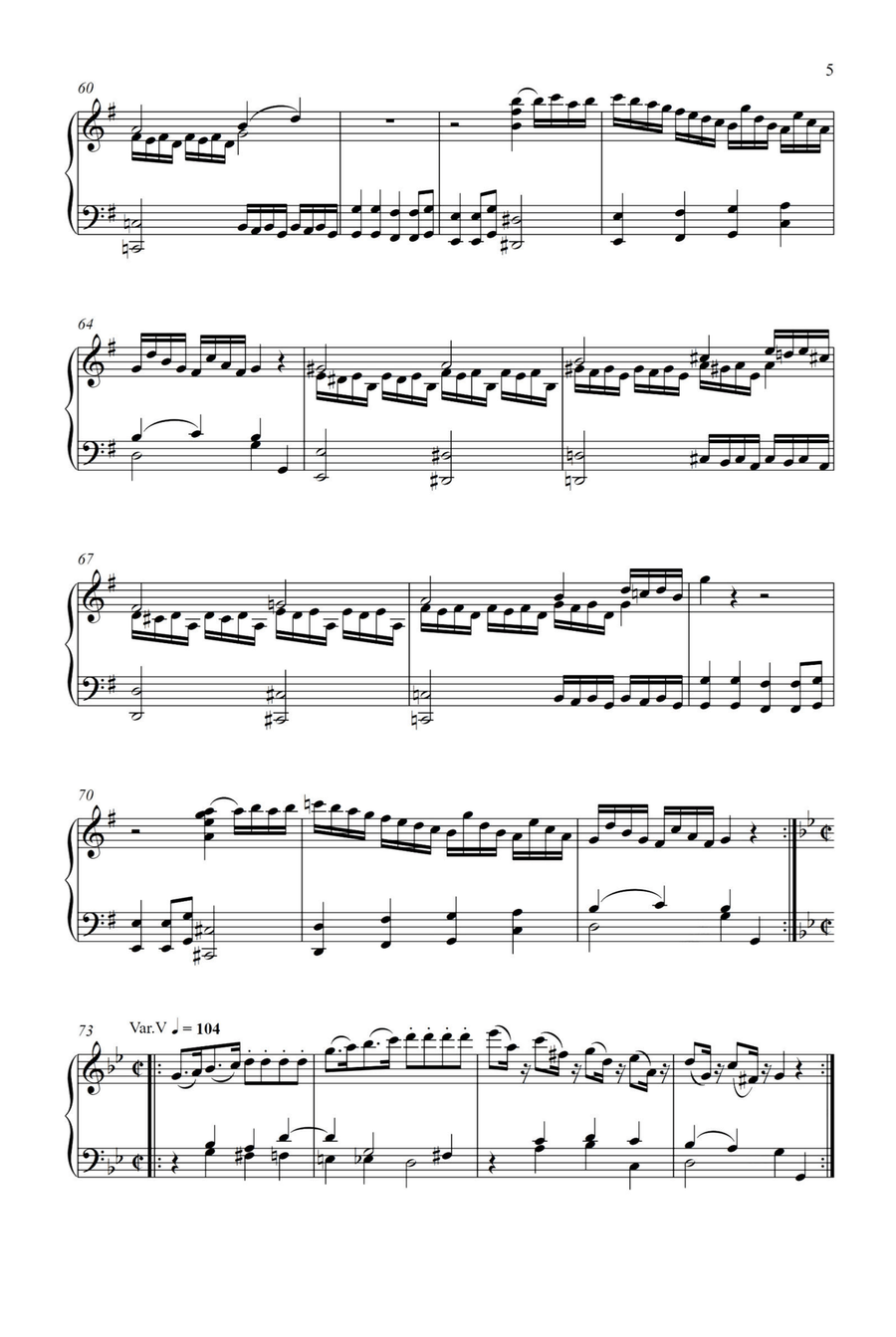 Variations on Unser Dummer Pobel meint in G Major K.455 - Wolfgang Amadeus Mozart Piano Solo scores gallery preview page 5