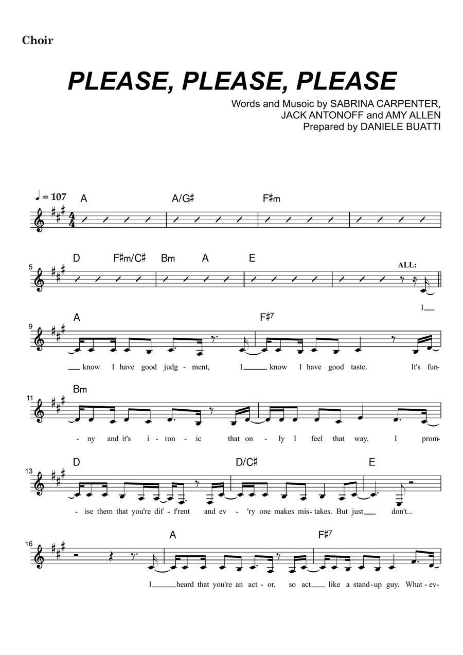 Please Please Please Please Please Please Choir scores gallery preview page 1