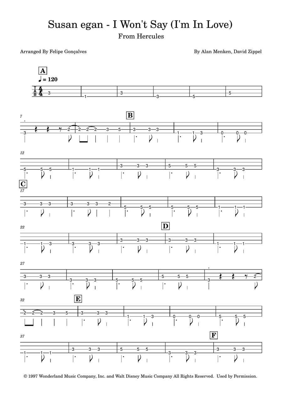 I Won't Say (I'm In Love) Acoustic Guitar scores gallery preview page 1