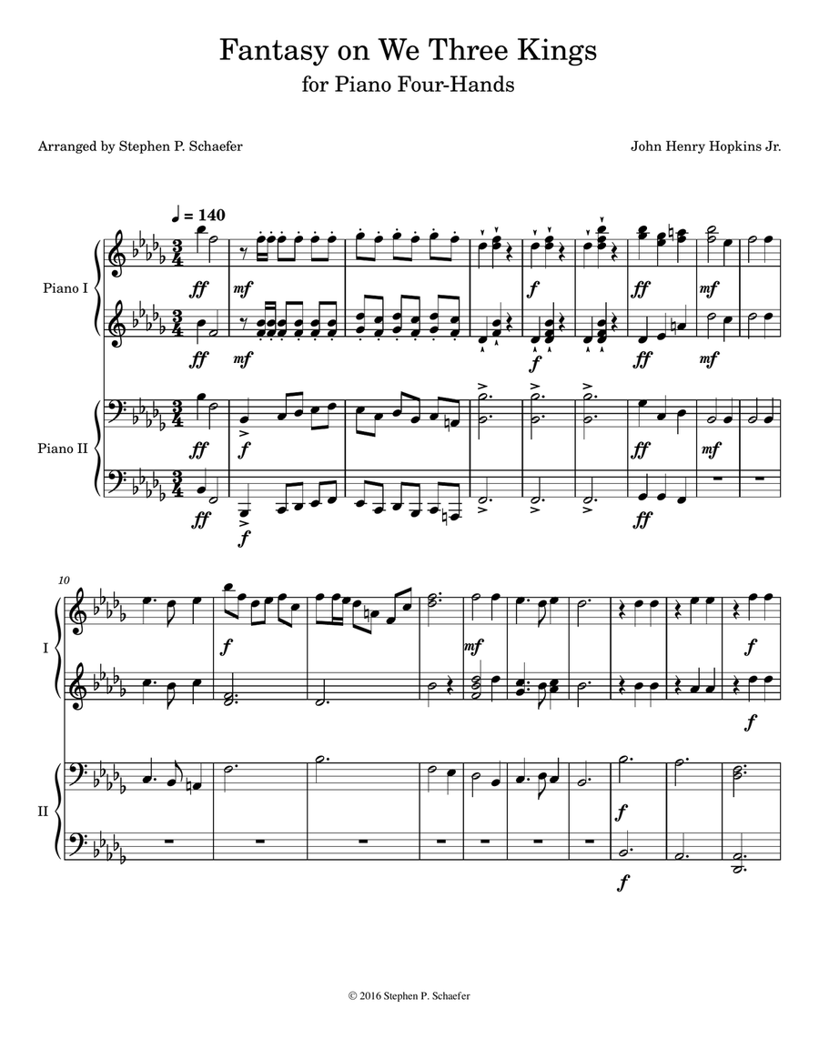 Fantasy on We Three Kings 1 Piano, 4-Hands scores gallery preview page 1