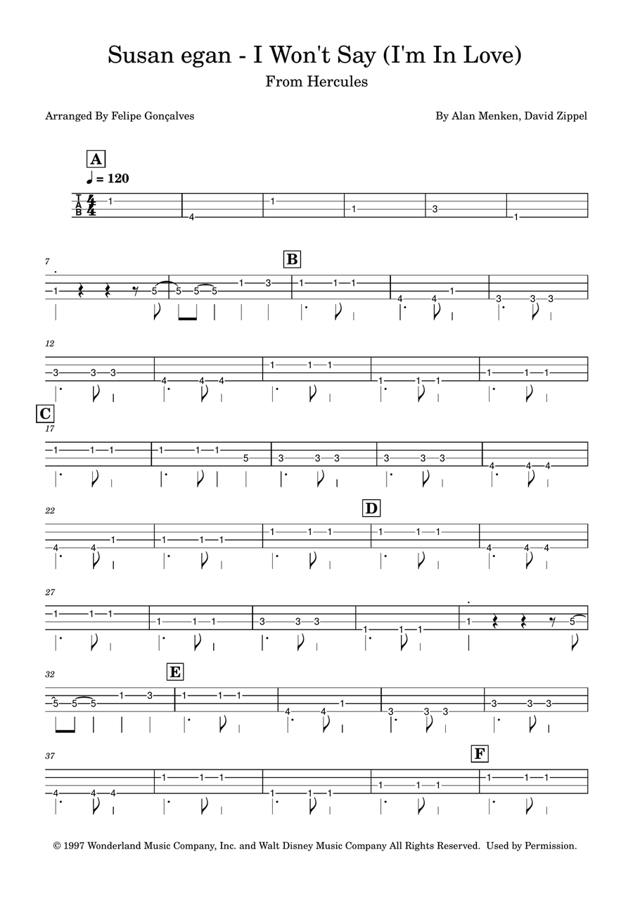 I Won't Say (I'm In Love) Acoustic Guitar scores gallery preview page 1