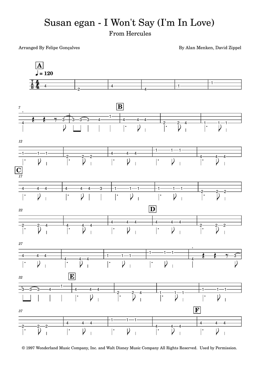 I Won't Say (I'm In Love) Acoustic Guitar scores gallery preview page 1