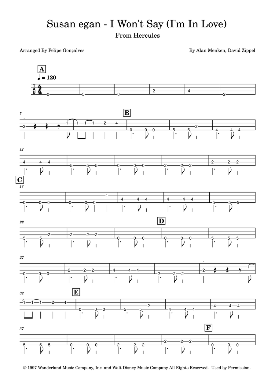 I Won't Say (I'm In Love) Acoustic Guitar scores gallery preview page 1