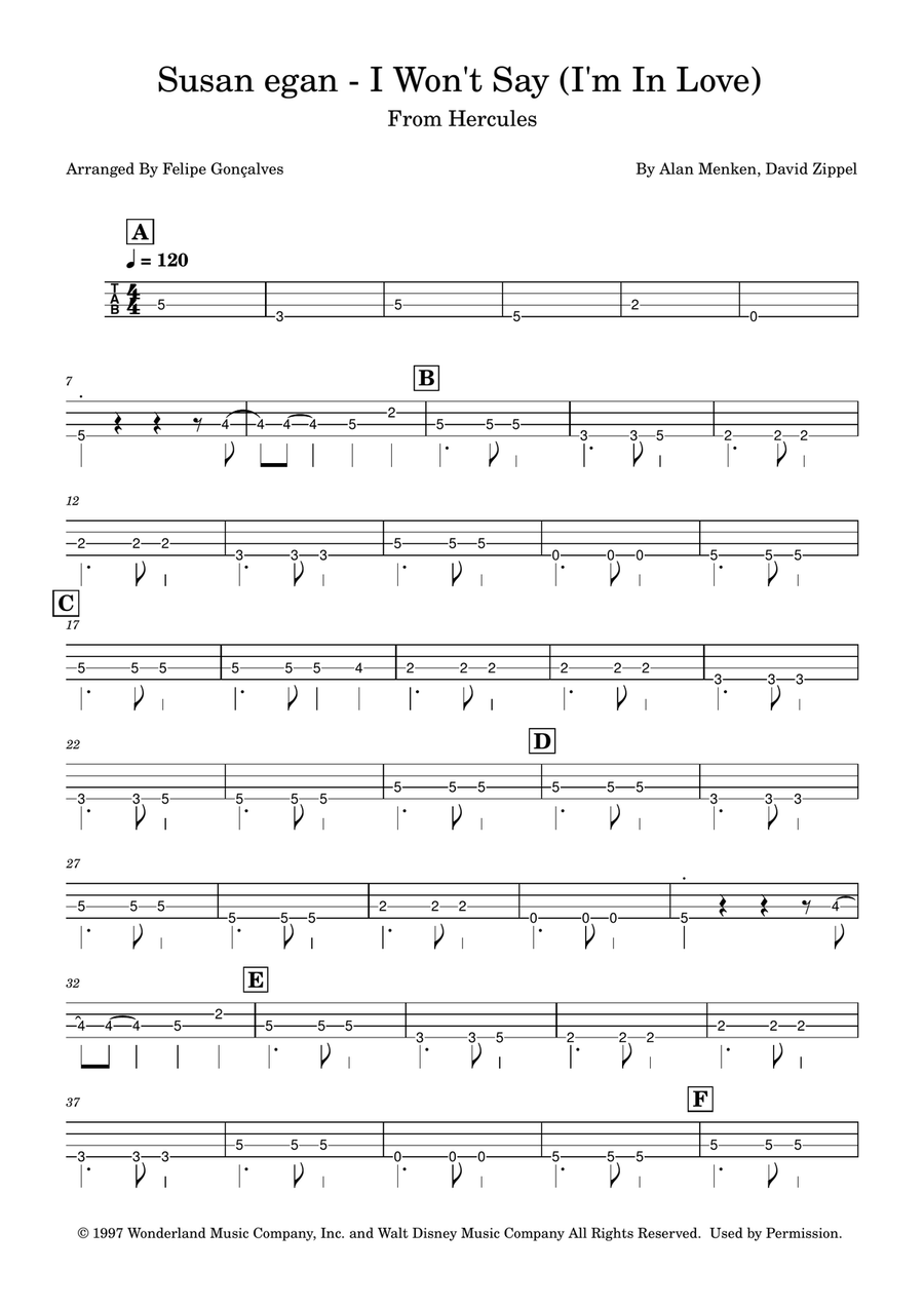 I Won't Say (I'm In Love) Acoustic Guitar scores gallery preview page 1