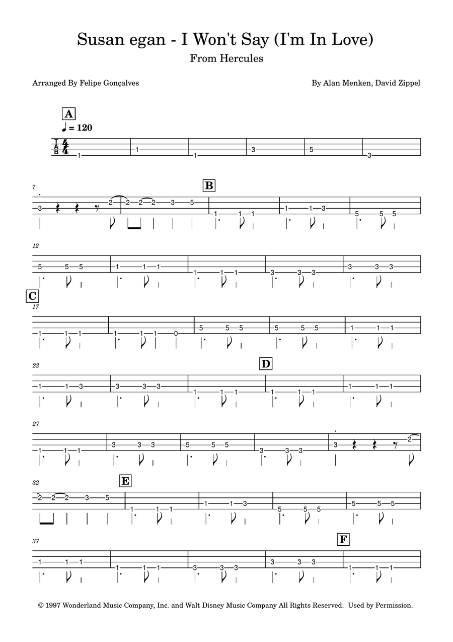 I Won't Say (I'm In Love) Acoustic Guitar scores gallery preview page 1
