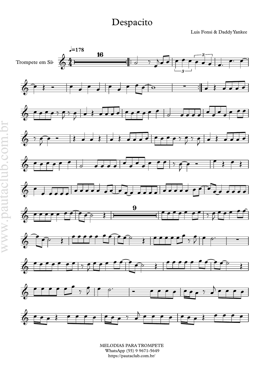 Despacito Despacito B-Flat Trumpet scores gallery preview page 1