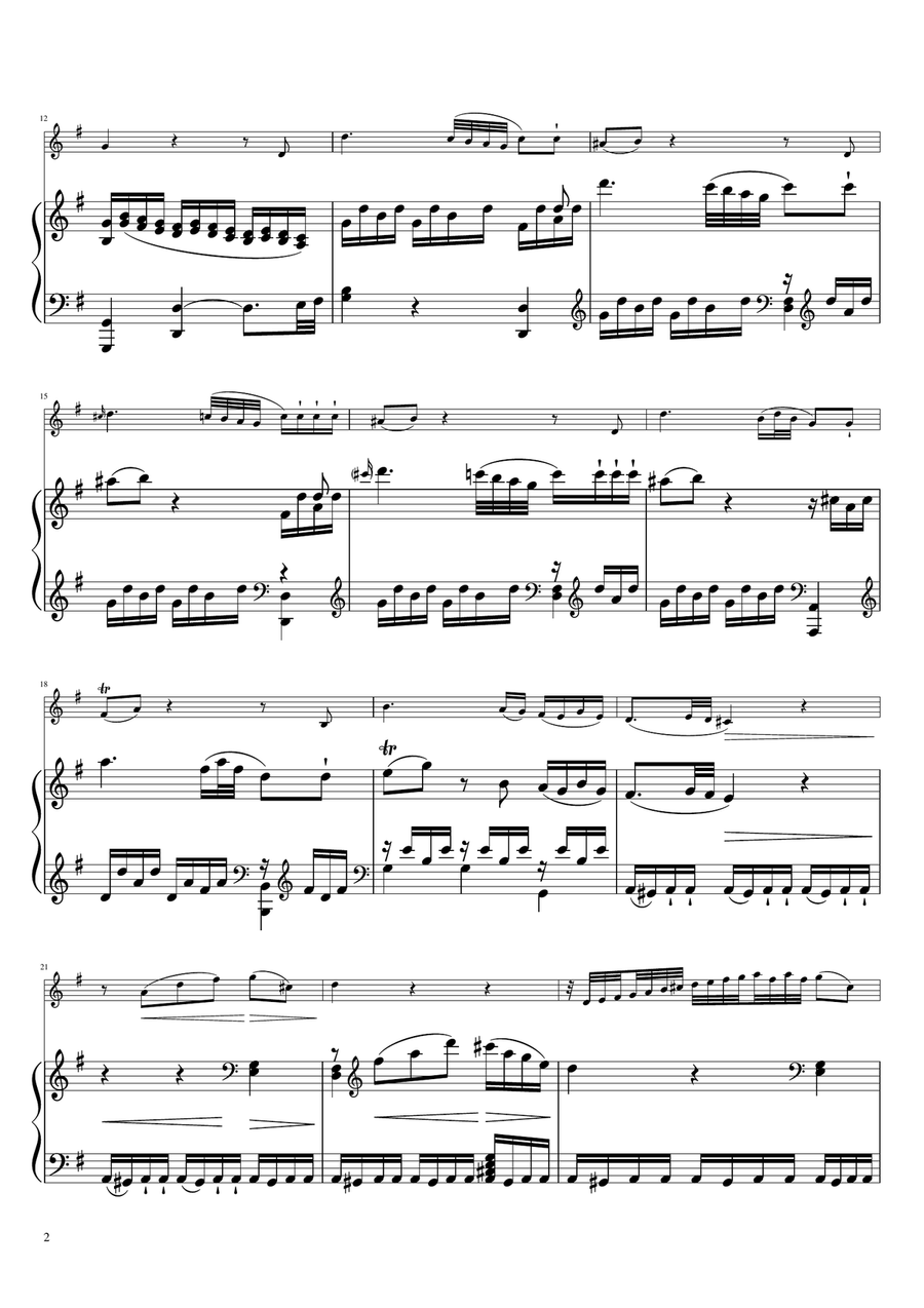 Sonta for 2 Pianos D major 2nd mov. Andante KV448 6.375a / Violin & Piano Violin Solo scores gallery preview page 2