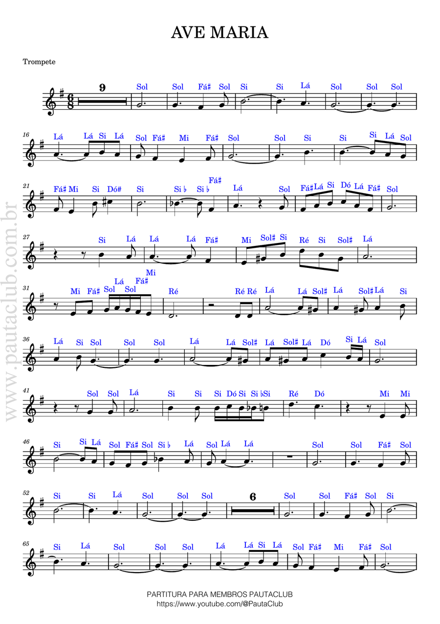 Ave Maria Ave Maria B-Flat Trumpet scores gallery preview page 1