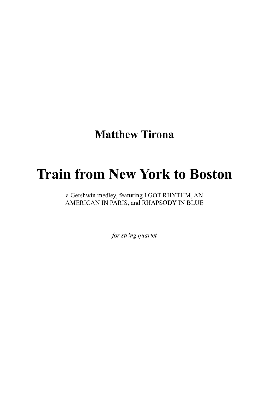 Train from New York to Boston (Gershwin Medley) String Quartet scores gallery preview page 1