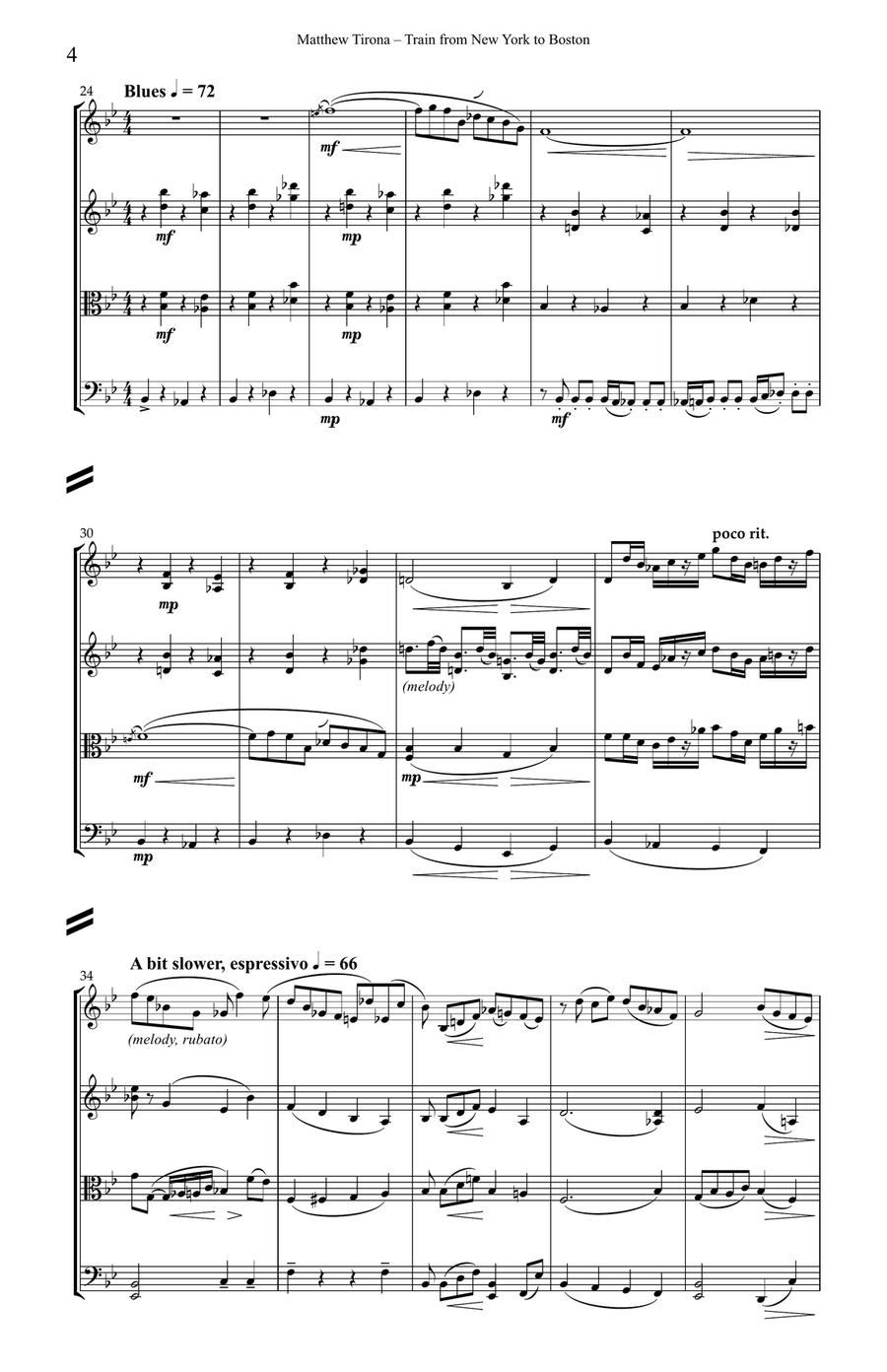 Train from New York to Boston (Gershwin Medley) String Quartet scores gallery preview page 4