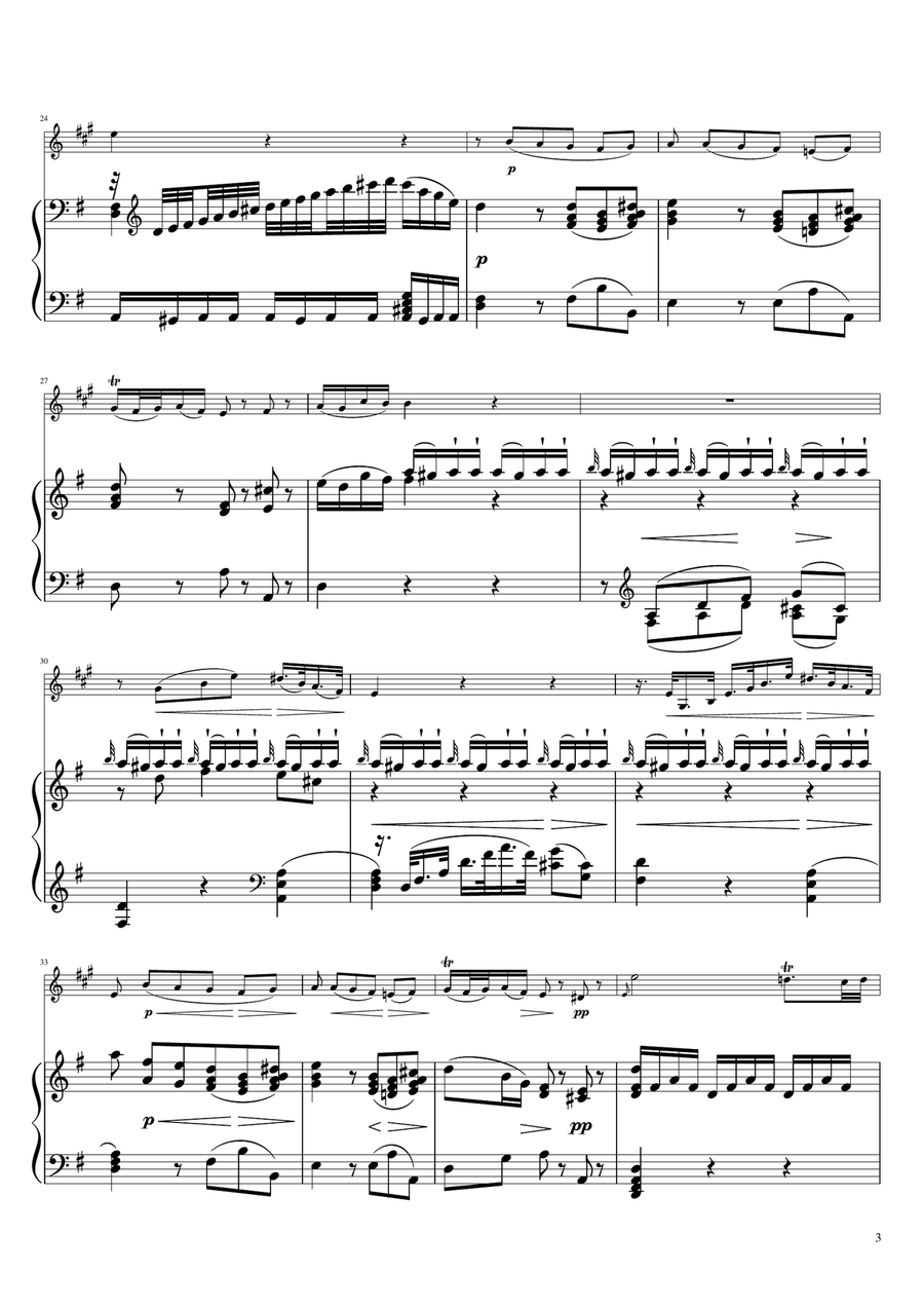 Sonta for 2 Pianos D major 2nd mov. Andante KV448 6.375a / Trumpet & Piano B-Flat Trumpet scores gallery preview page 3