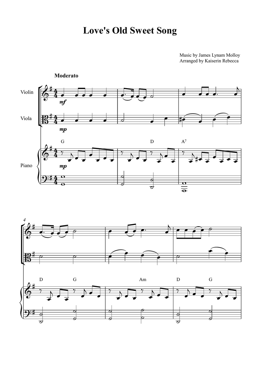 Love's Old Sweet Song Love's Old Sweet Song String Duet scores gallery preview page 1