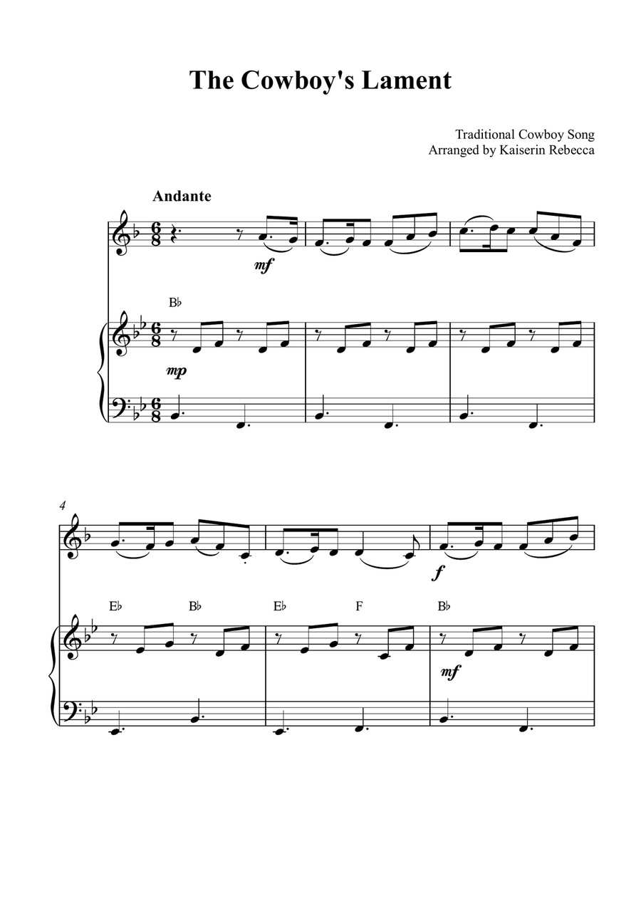 The Cowboy's Lament The Cowboy's Lament Piano scores gallery preview page 1