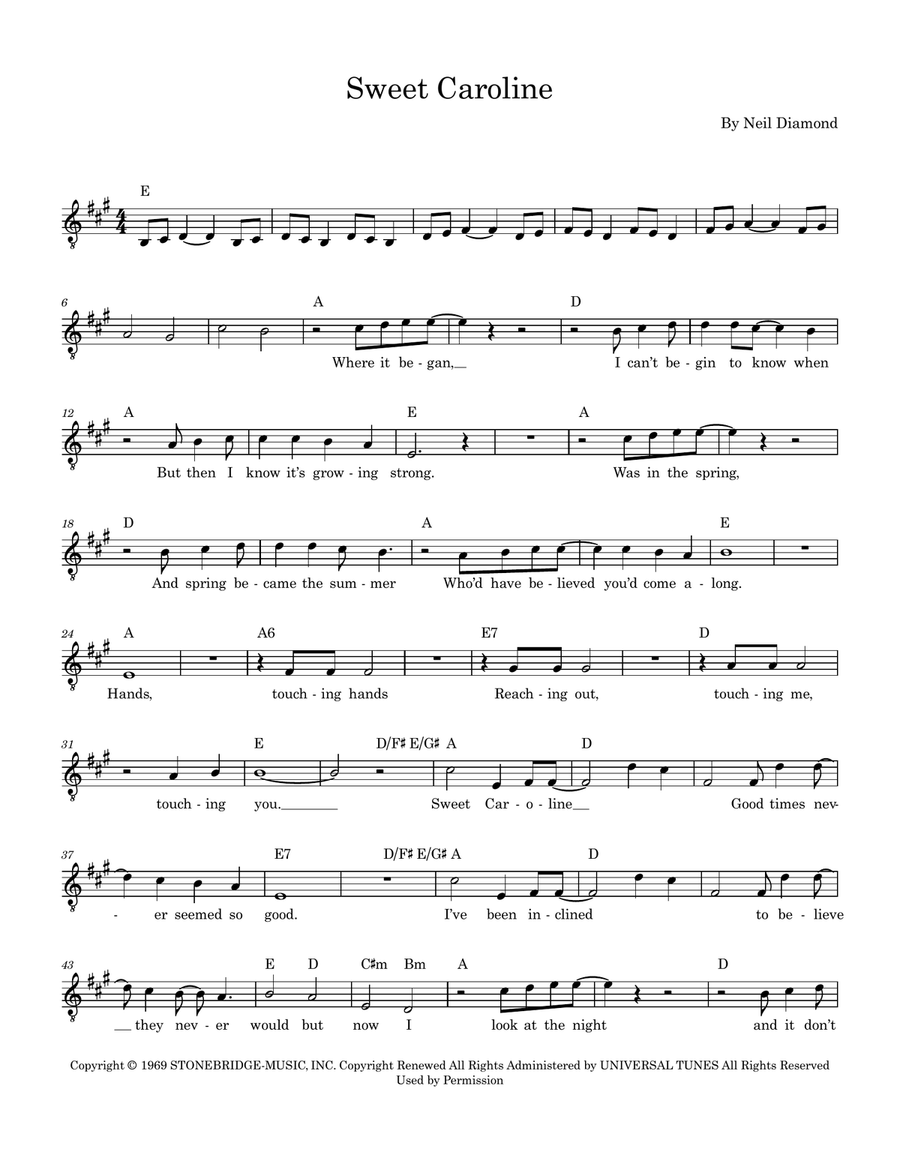 Sweet Caroline Sweet Caroline Piano scores gallery preview page 3