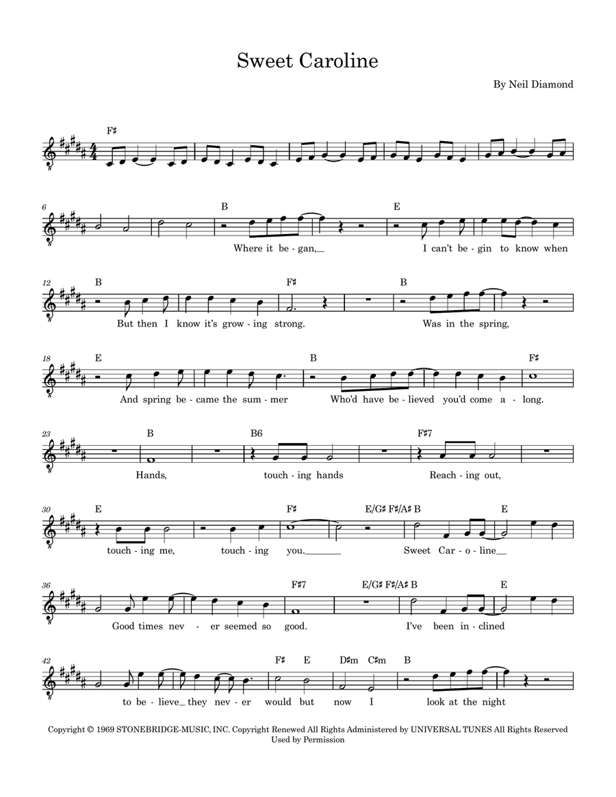 Sweet Caroline Sweet Caroline Piano scores gallery preview page 5