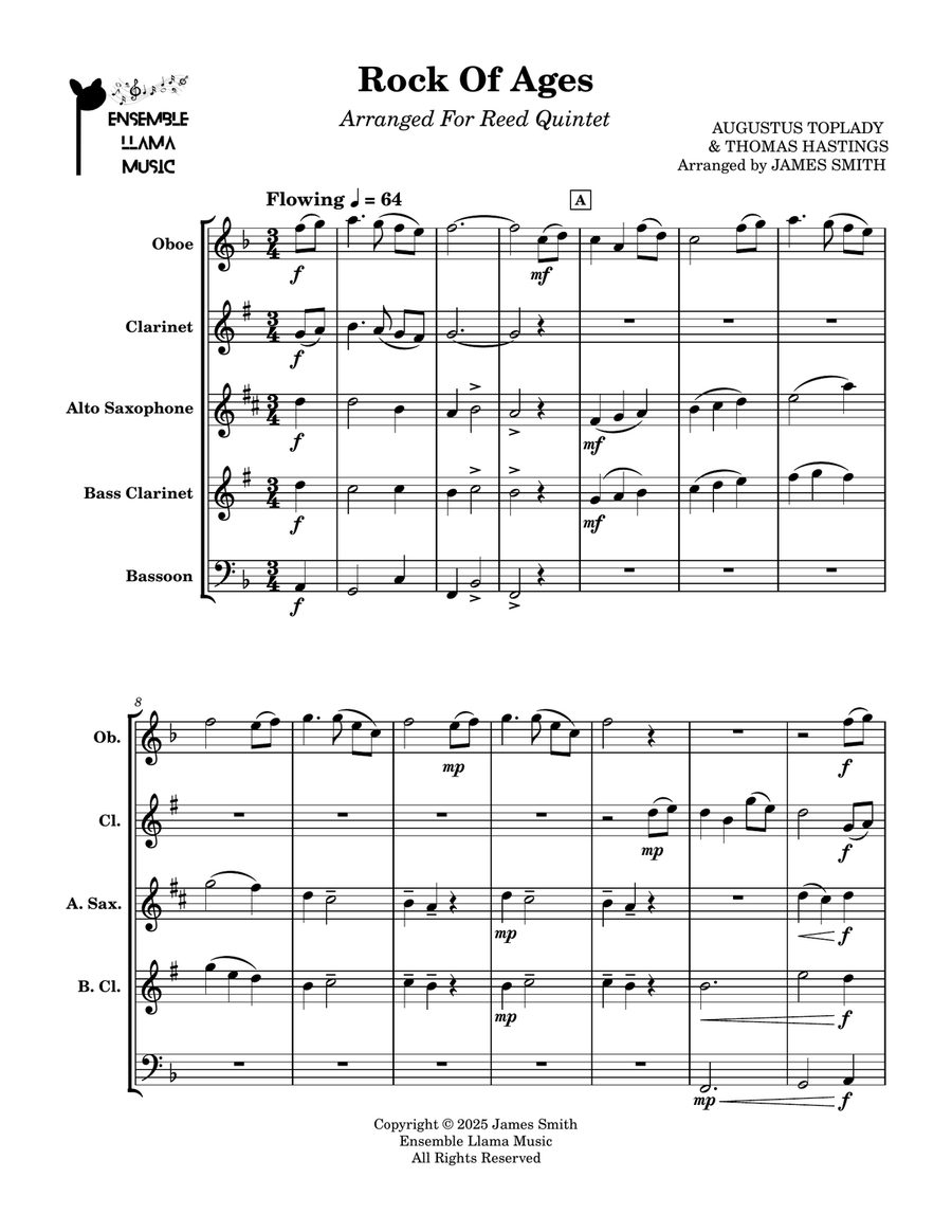 Rock Of Ages - For Reed Quintet Woodwind Quintet scores gallery preview page 1