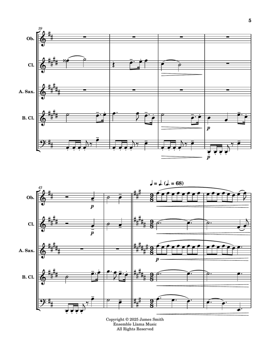 Rock Of Ages - For Reed Quintet Woodwind Quintet scores gallery preview page 5