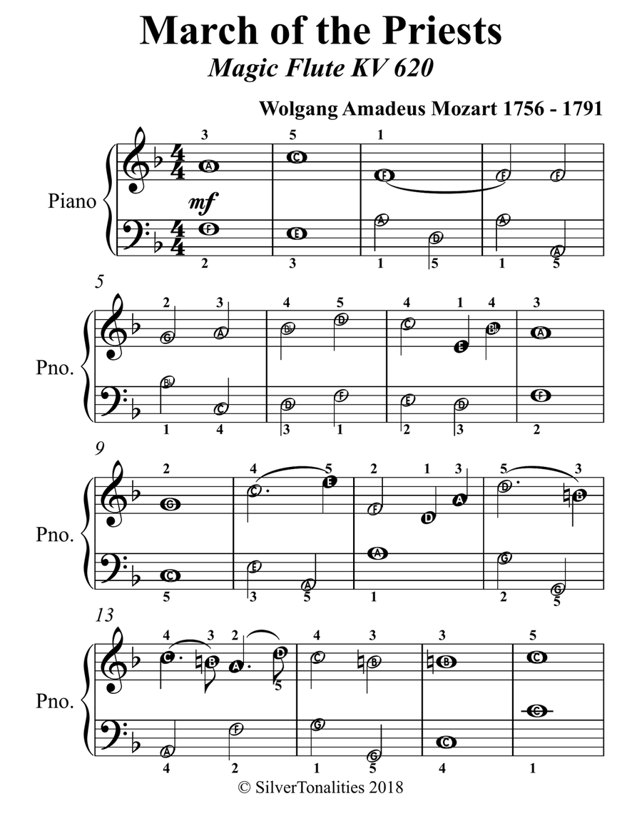 March of the Priests the Magic Flute Easy Piano Sheet Music Easy Piano scores gallery preview page 2