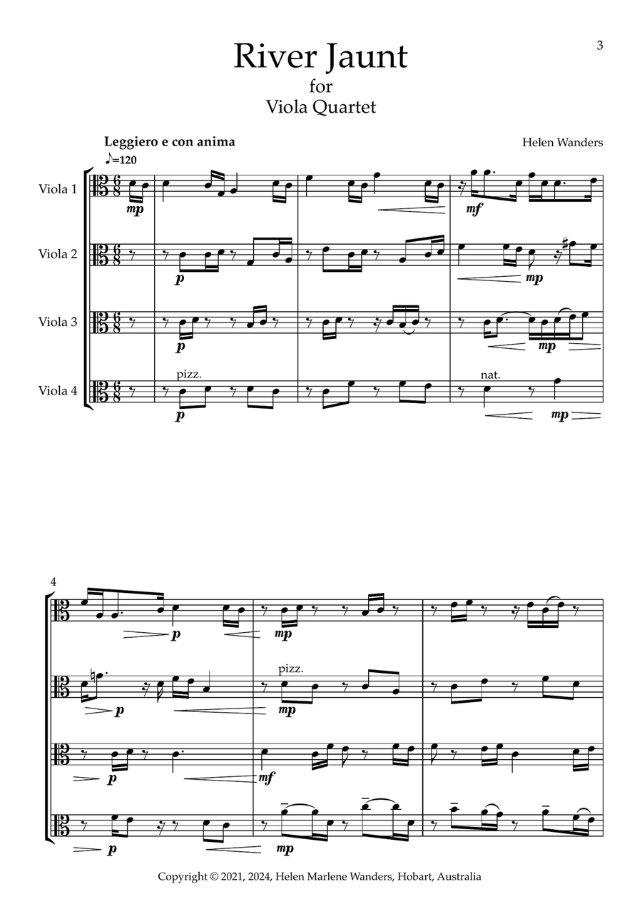 River Jaunt for Viola Quartet String Quartet scores gallery preview page 3