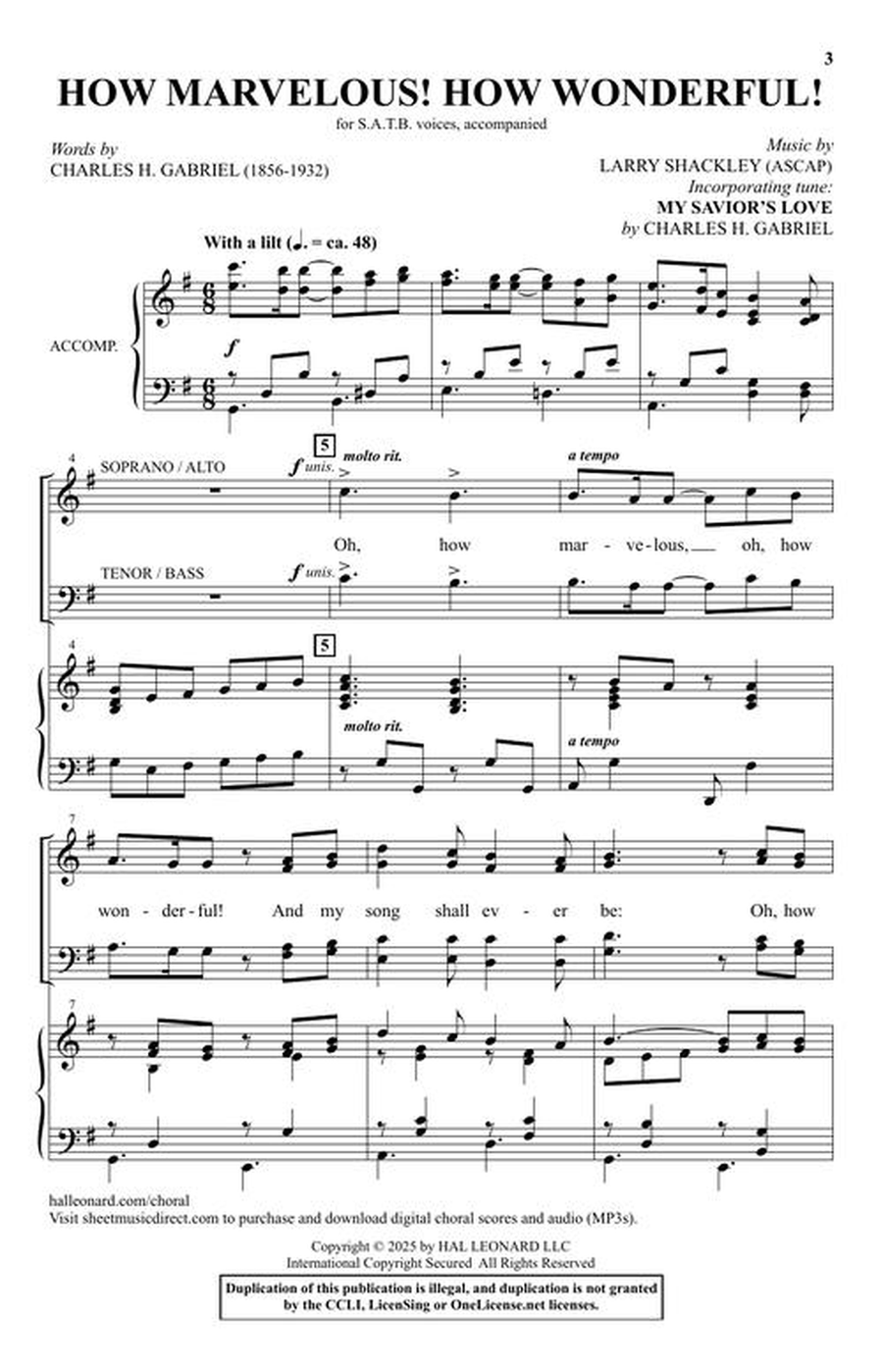 How Marvelous! How Wonderful! 4-Part scores gallery preview page 3