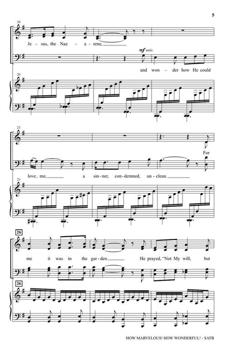 How Marvelous! How Wonderful! 4-Part scores gallery preview page 4